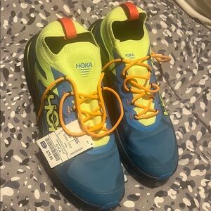 Hoka Kids Neon Yellow and Blue Sneakers